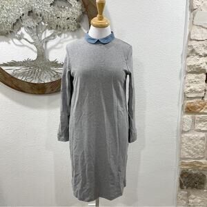 COS Cotton Dress Peter Pan Collar Gray Blue Chambray Small